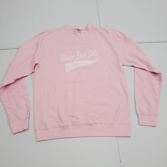 LoveShackFancy Sweatshirt Womens Medium Pink Upper East Side Girls Club Graphic - Picture 1 of 7
